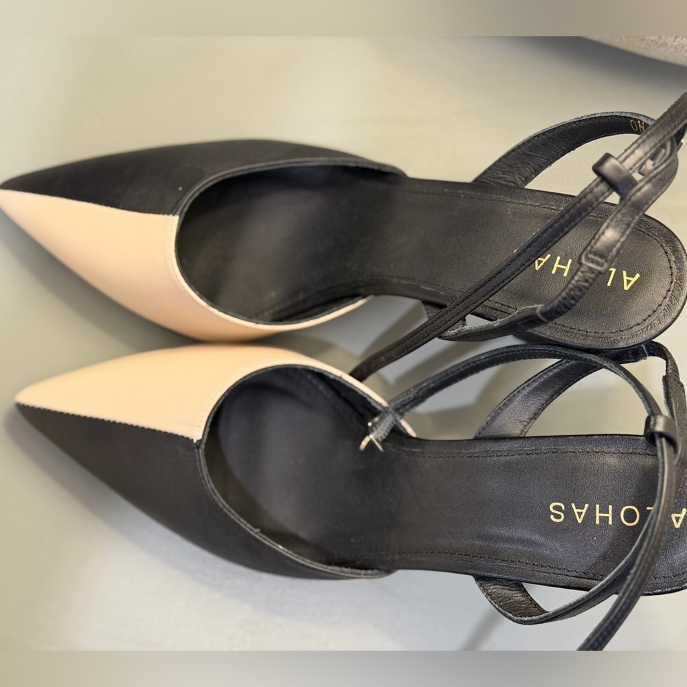 NWOT ALOHAS “Cinderella” Heels, Black & Cream